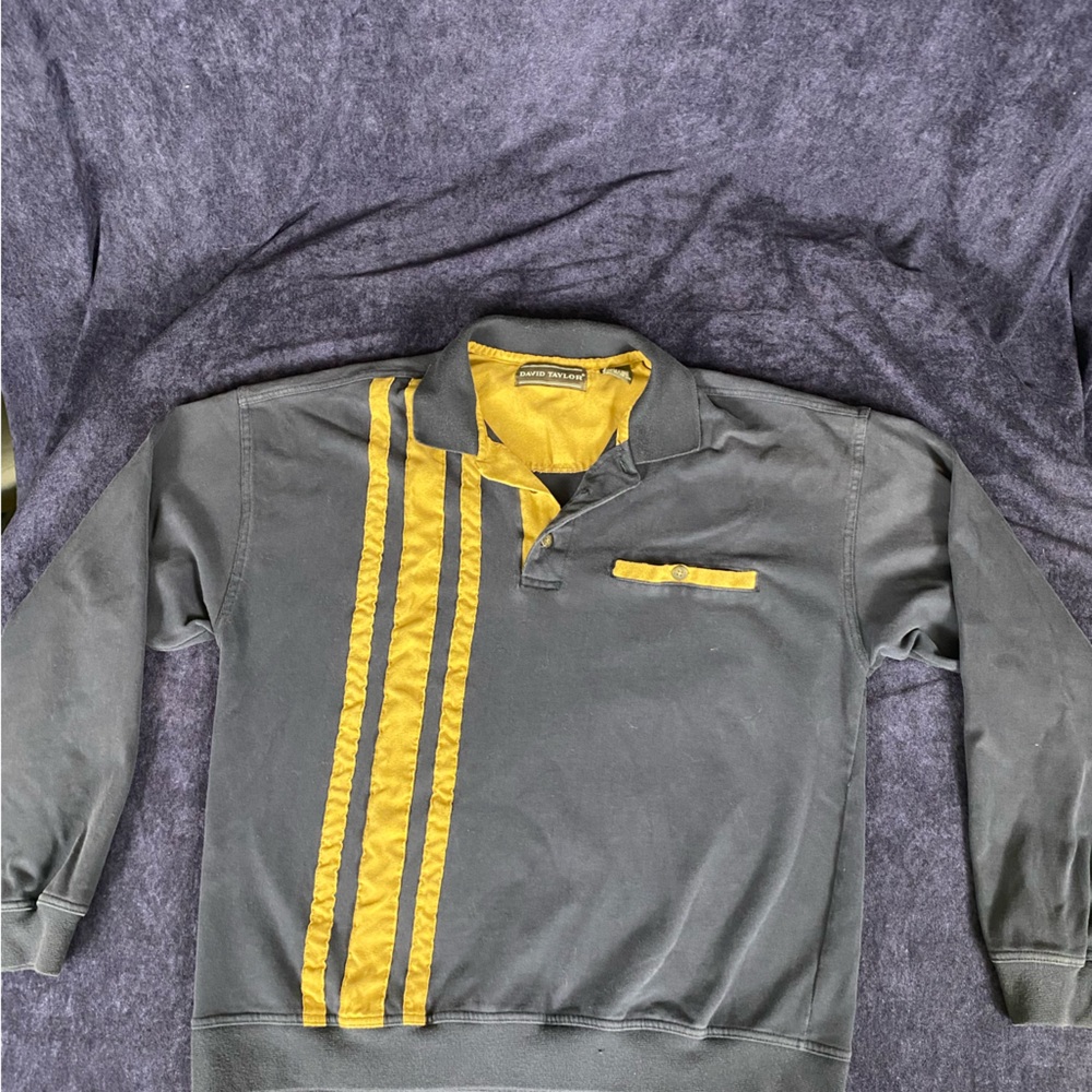 David Taylor Navy and Tan pullover heavy long sleeve shirt (670)